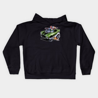 FULL BLOWN 71 Camaro Green Kids Hoodie